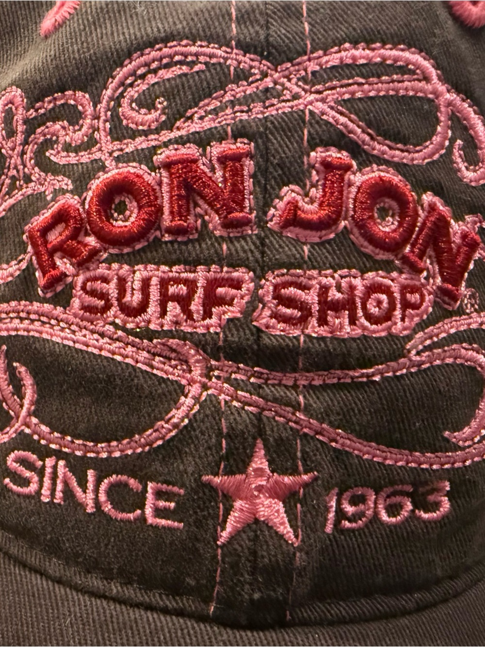 Ron Jon Brown Cap with Pink Embroidered Logo